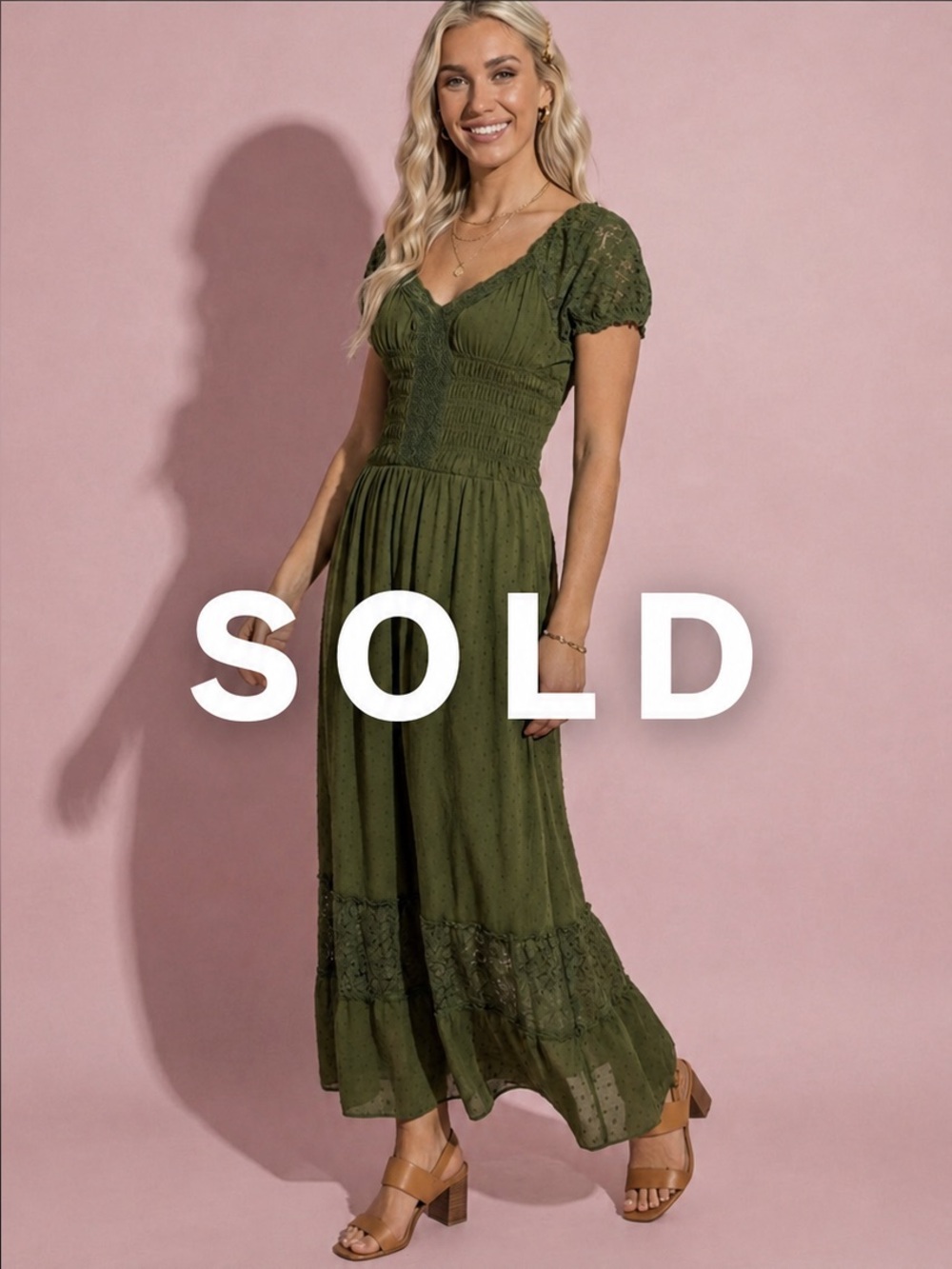 Boho-style Olive Maxi Dress